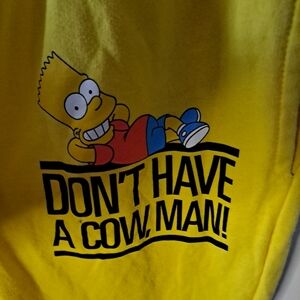 The Simpsons Yellow Bart Don’t Have A Cow Man Sweatpants Size L